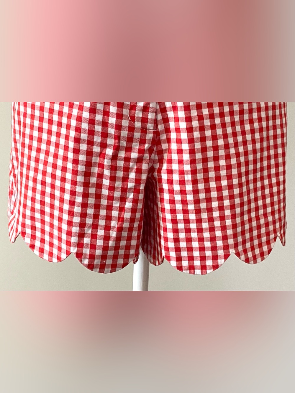 Crown&Ivy Womens 14 Red White Gingham Check Shorts Boho Fall Preppy Cottagecore - Picture 3 of 16